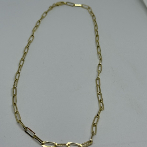 14k Gold Wide Paperclip Chain 3.3mm Elegant Gold Chain Necklace - Picture 3 of 5
